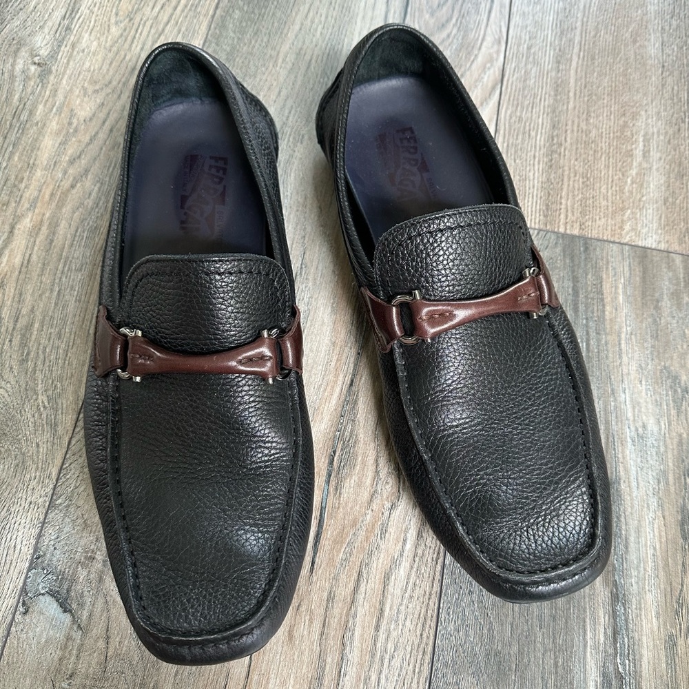 Ferragamo Grand Prix Leather Drivers